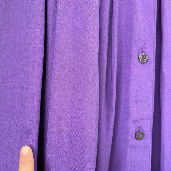 Vintage High Waisted Button Front Pleated A-Line Skirt Eggplant Purple - Picture 7 of 15